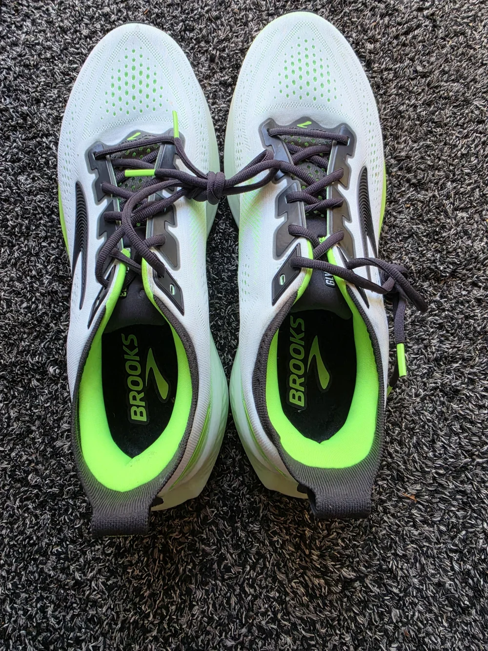 Brooks Men's Racing Shoes - White with Neon Green and Black